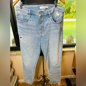 Joe's Jeans Classic Distressed Blue Denim High Rise Fringe Hem Size 32